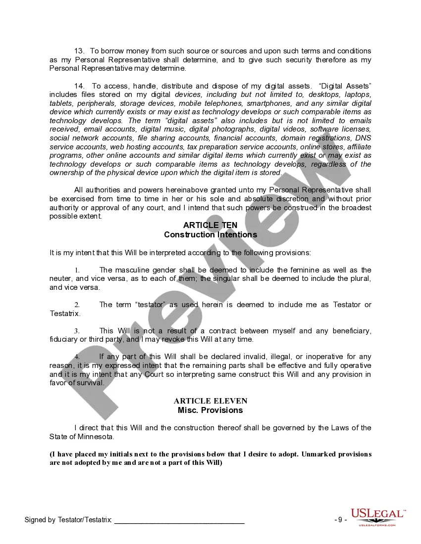 Preview Mutual Wills Package of Last Wills and Testaments for Man and Woman living together not Married with Adult Children