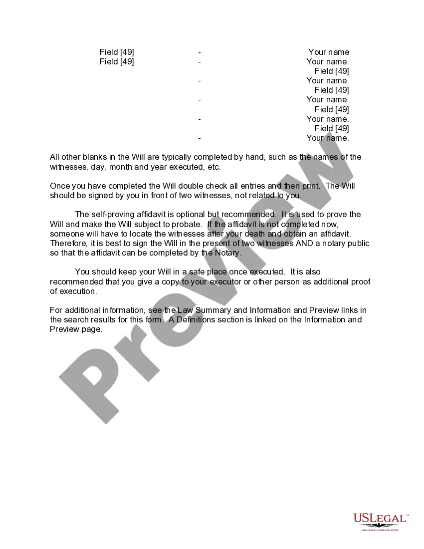 Preview Mutual Wills or Last Will and Testaments for Man and Woman living together, not Married with Minor Children