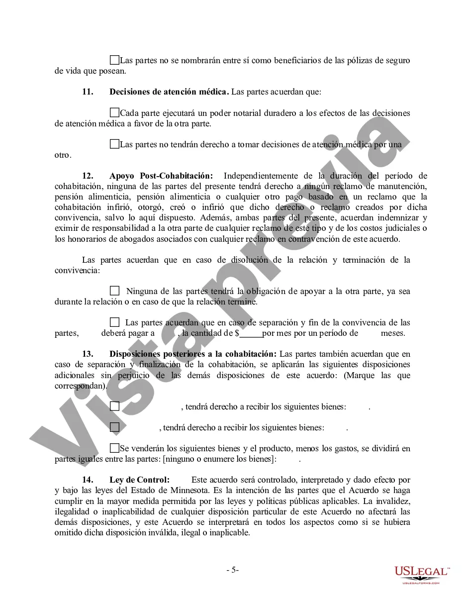 Preview Acuerdo de convivencia no marital de convivencia