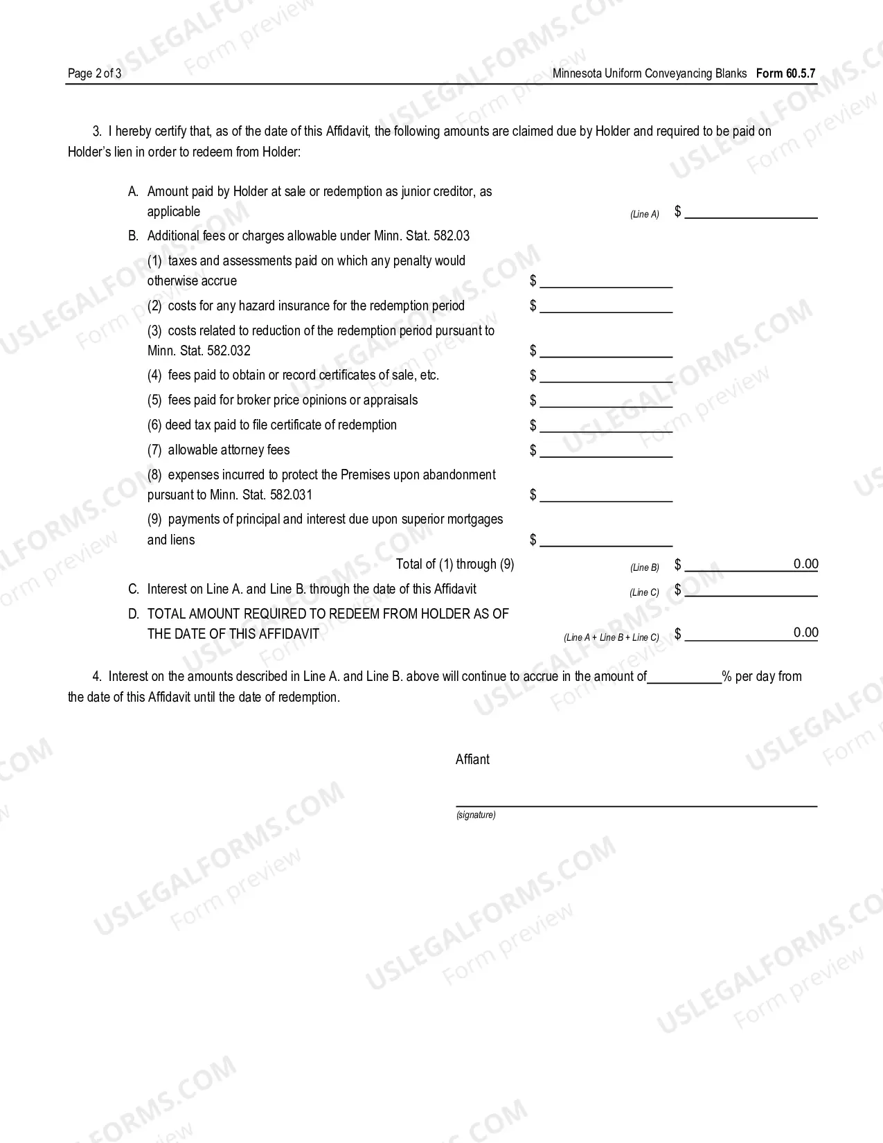 Preview Affidavit of Allowable Costs