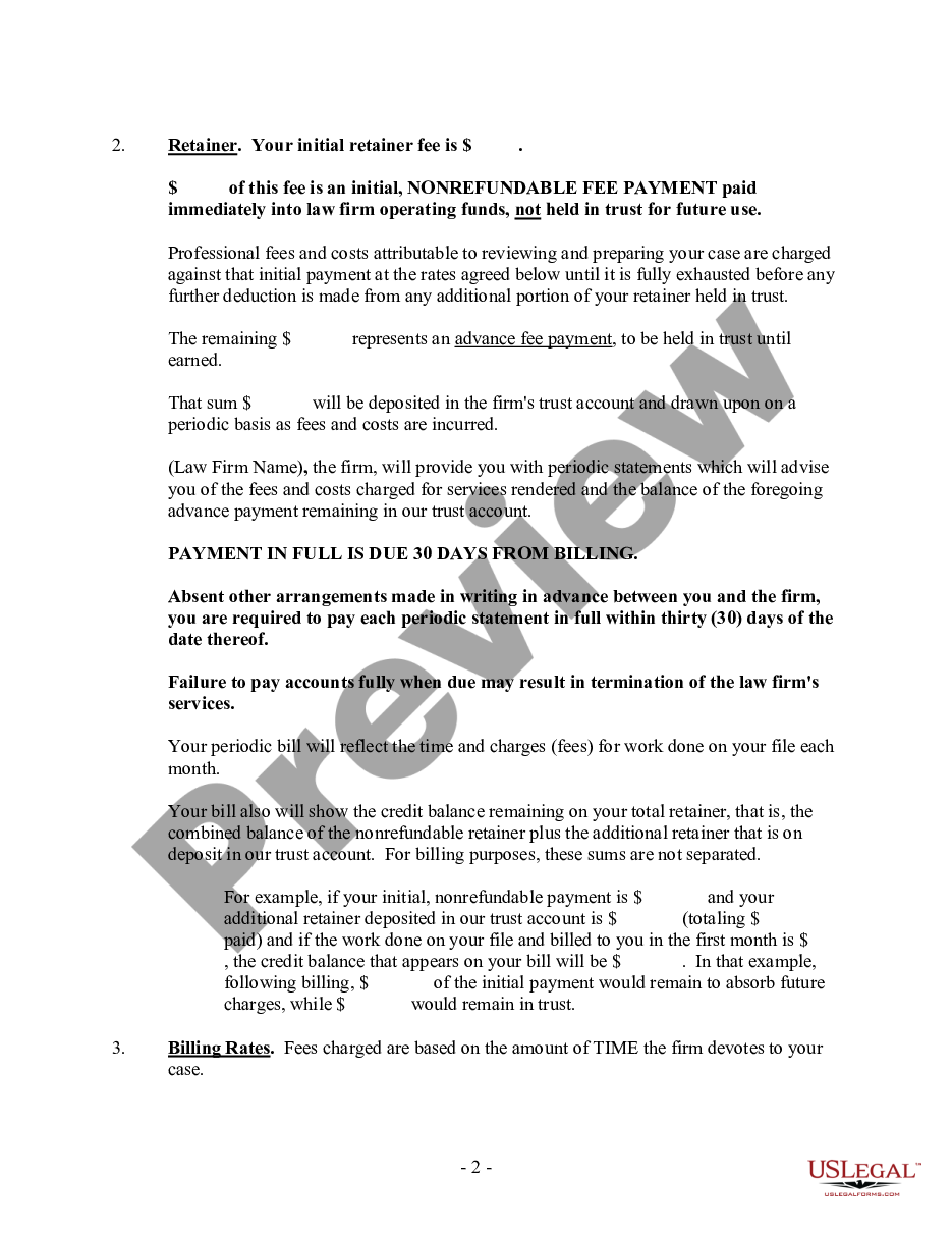 page 1 Fee Agreement preview