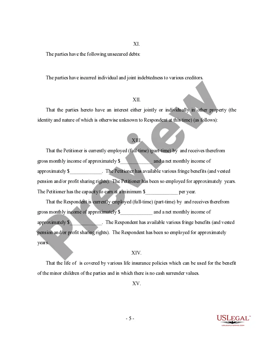 Preview Answer to Petition and Counterpetition for Dissolution of Marriage