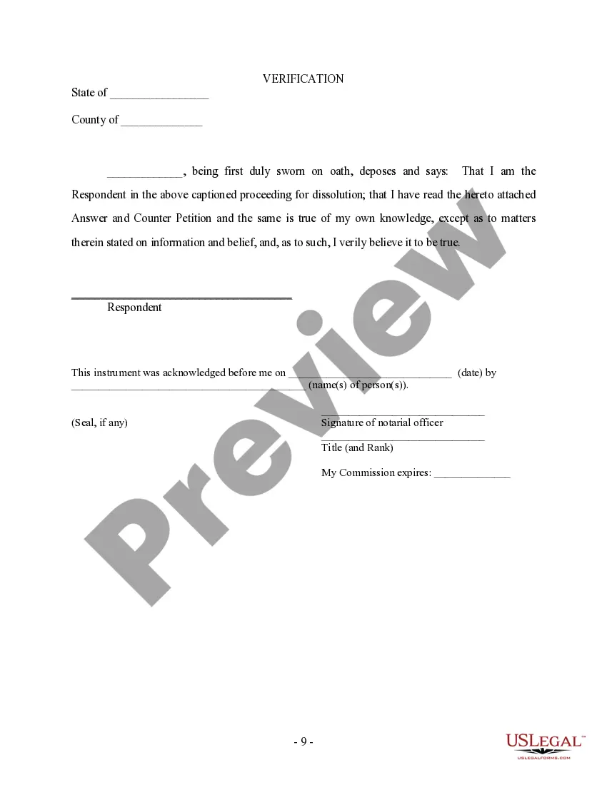 Preview Answer to Petition and Counterpetition for Dissolution of Marriage