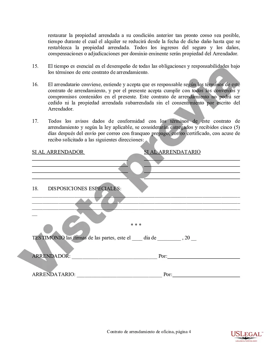 Preview Contrato de arrendamiento de oficina