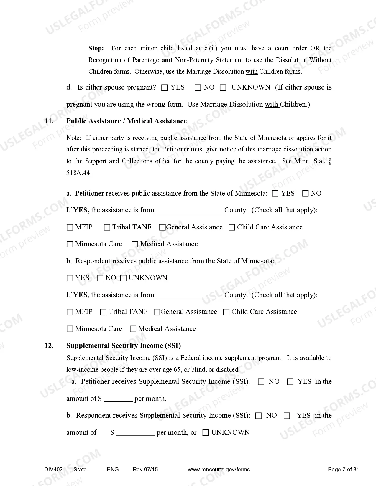 Preview Petition for Dissolution of Marriage without minor children