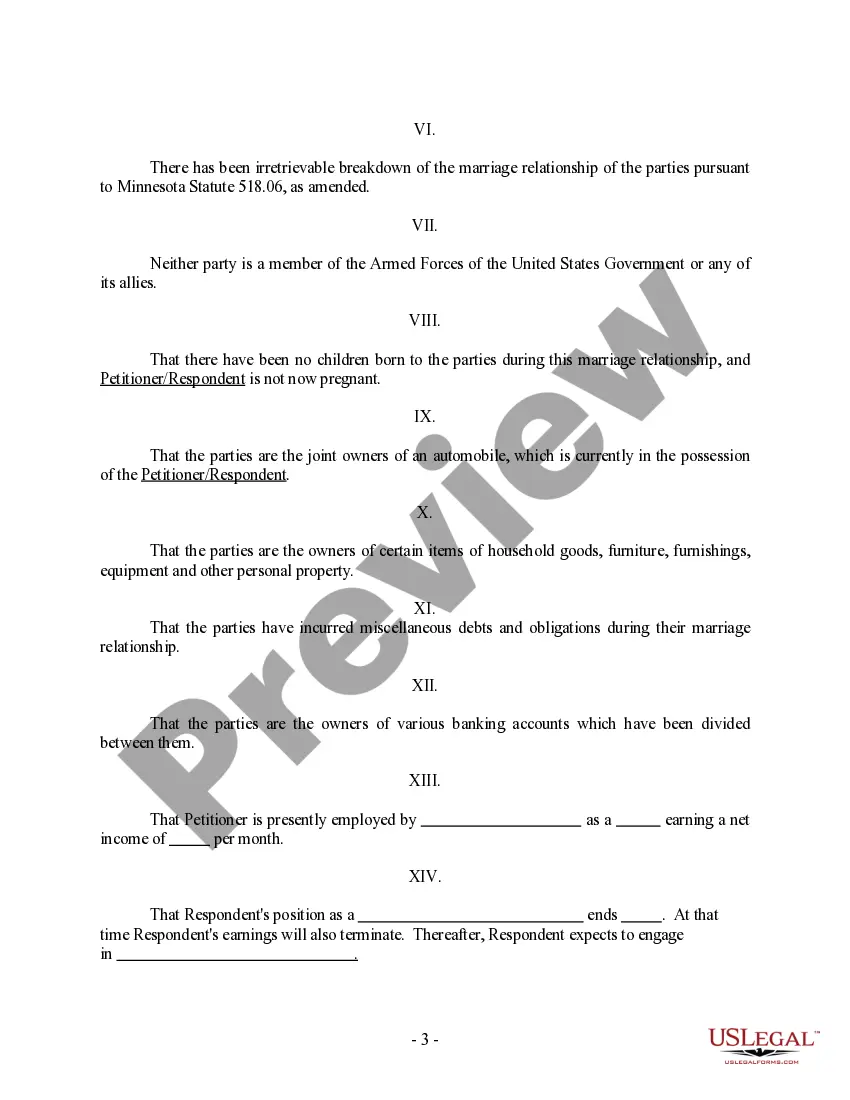 Preview Respondent's Answer and Counterpetition for Dissolution of Marriage