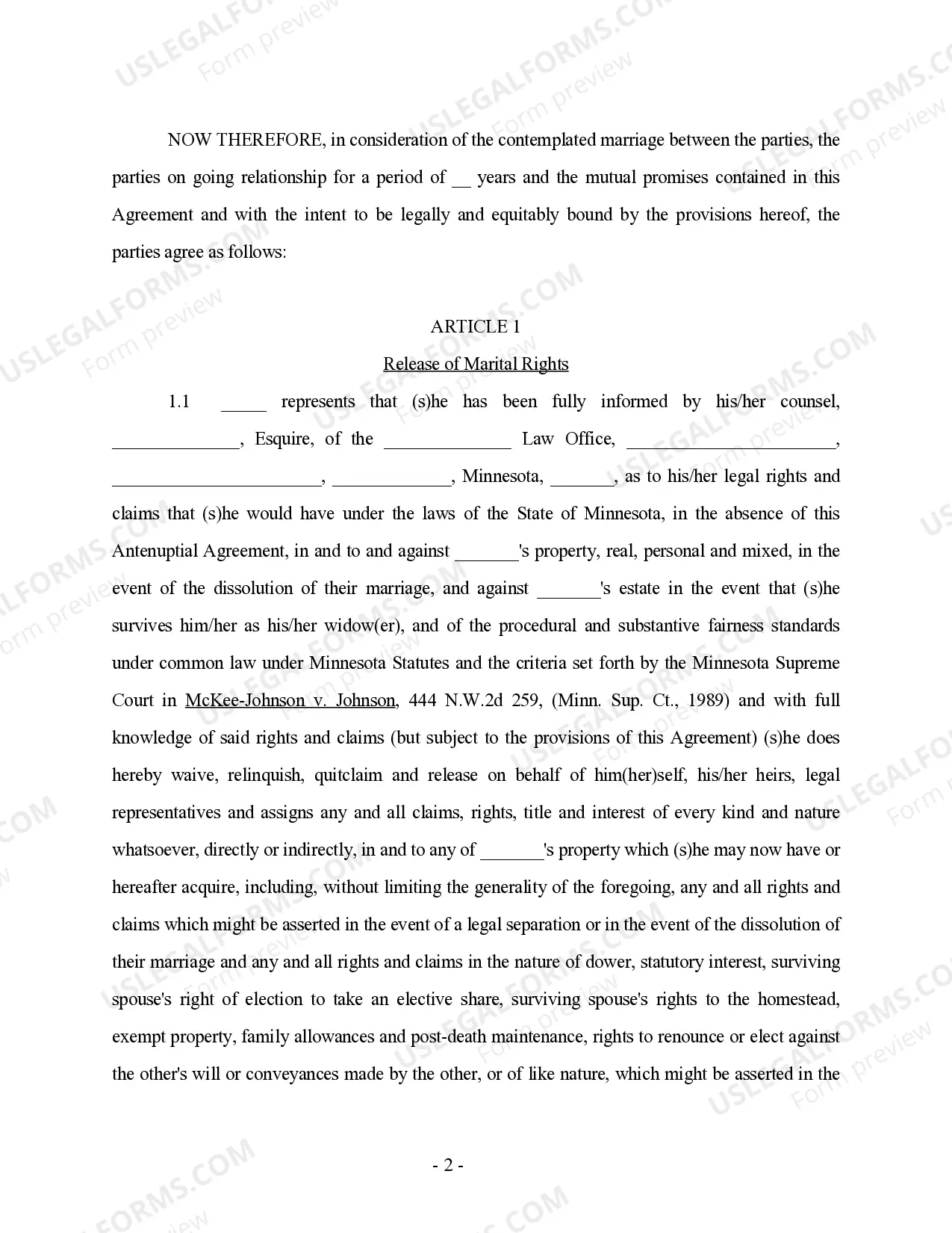 Preview Antenuptial Premarital Agreement