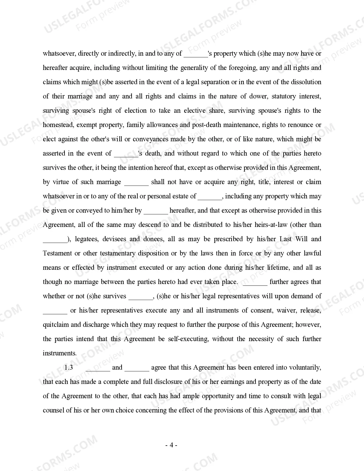 Preview Antenuptial Premarital Agreement