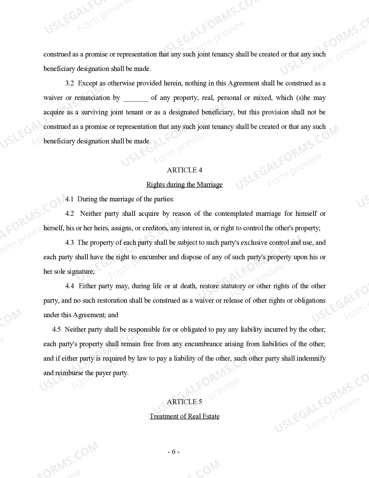 Preview Antenuptial Premarital Agreement