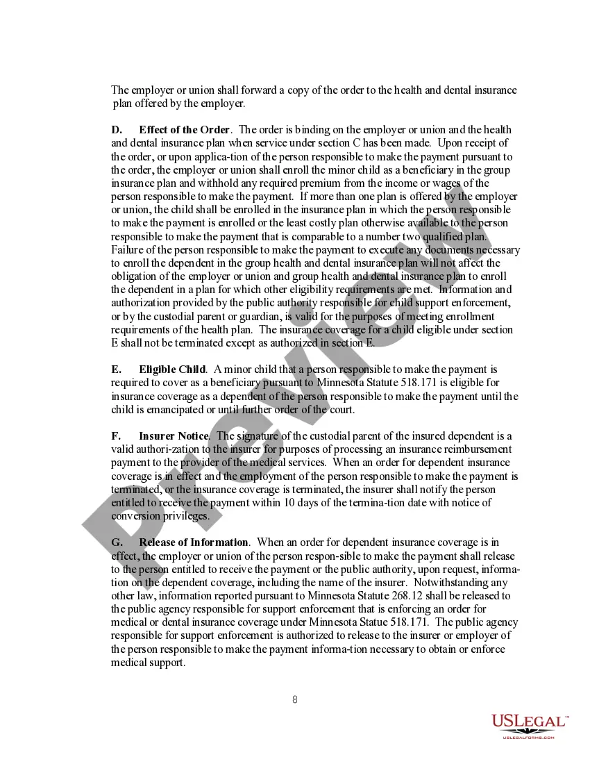 Preview Information on Automatic Income Withholding - Child Support