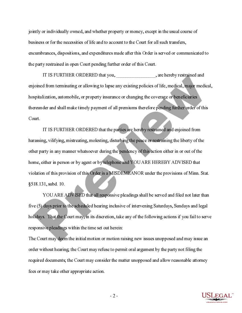 Get Notice of Motion and Temporary Restraining Order - Preventing Disposal of Assets, etc. Preview Notice of Motion and Temporary Restraining Order - Preventing Disposal of Assets, etc.