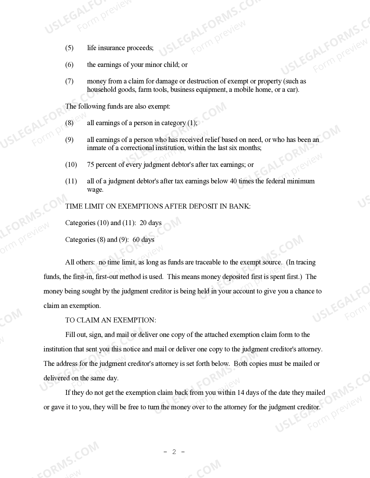 Minnesota Notice to Garnishee regarding Wages Exempt from Garnishment