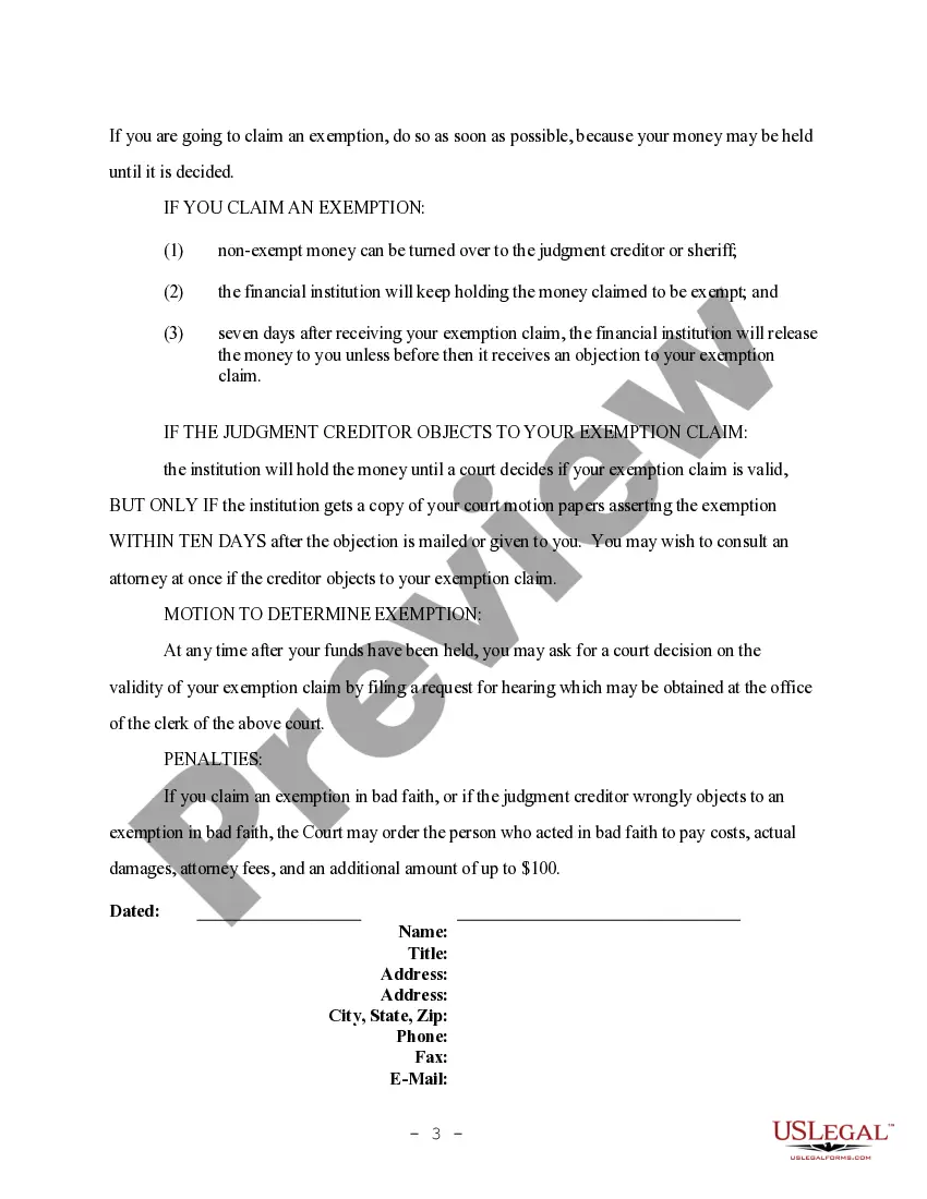 Minnesota Notice to Garnishee regarding Wages Exempt from 