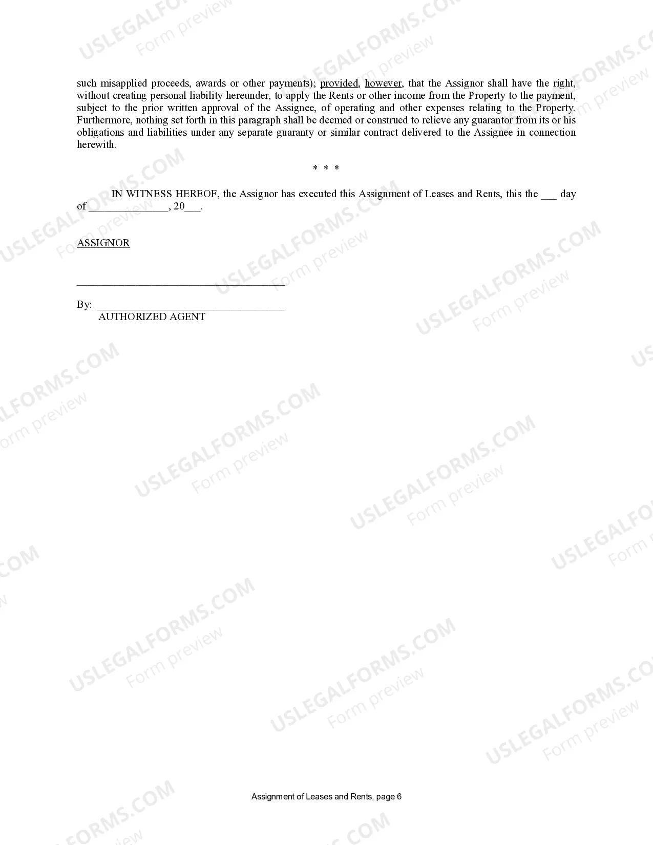 Preview Assignment of Lease and Rent from Borrower to Lender