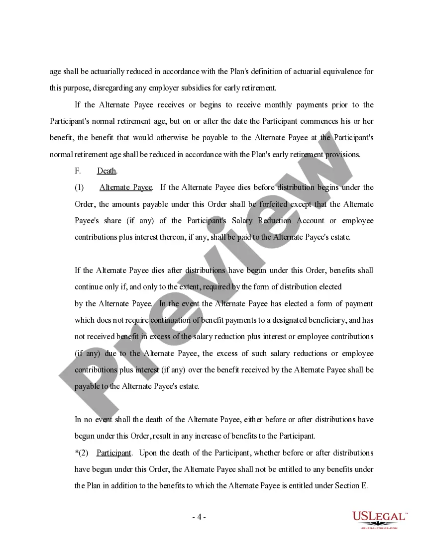 Preview Domestic Relations Order regarding Property Settlement