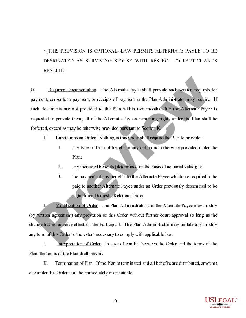 Preview Domestic Relations Order regarding Property Settlement