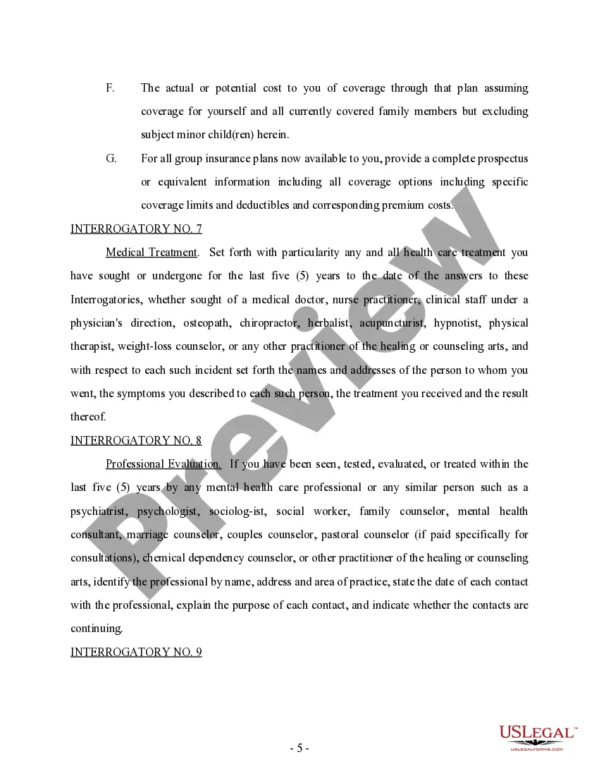 Preview Discovery - Interrogatories and Requests for Production for Custody Matter