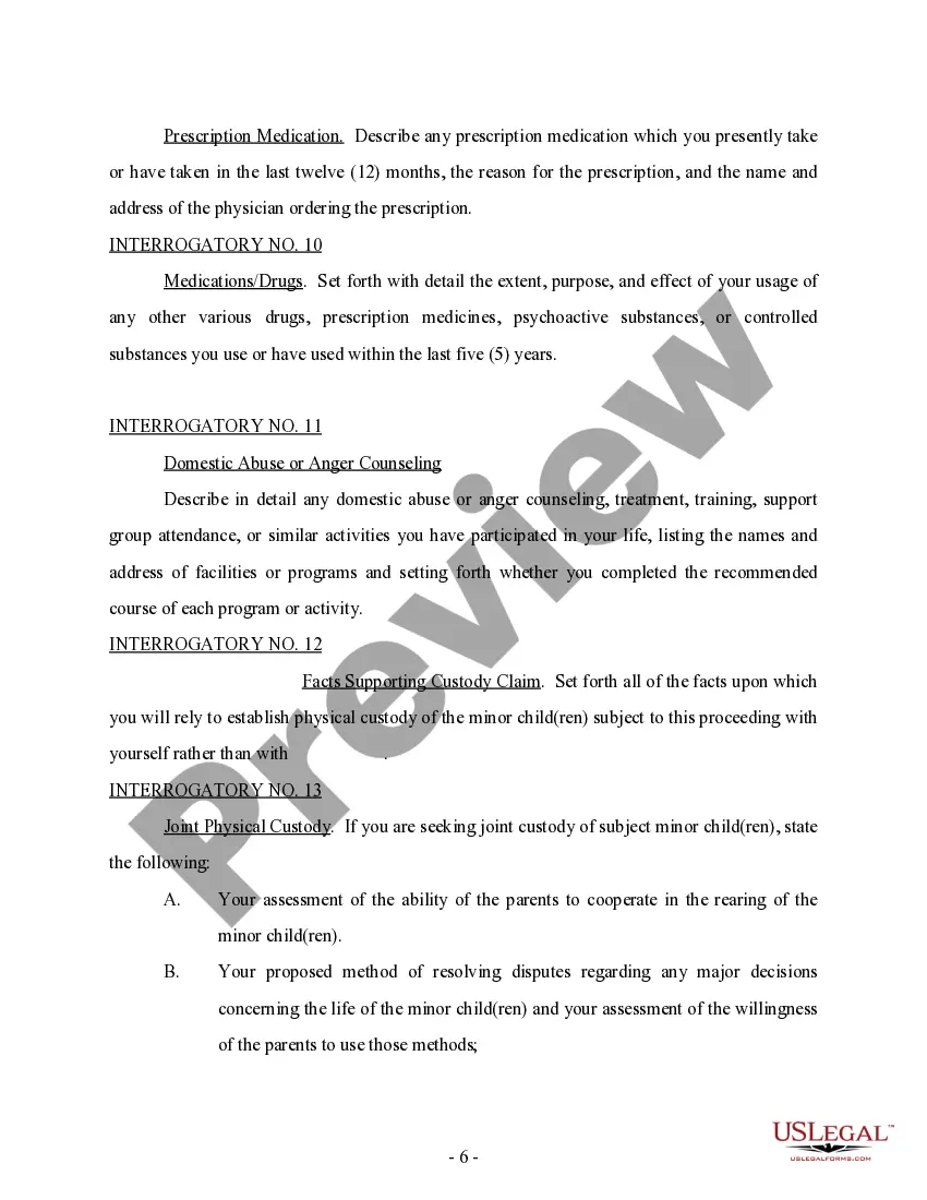 Preview Discovery - Interrogatories and Requests for Production for Custody Matter