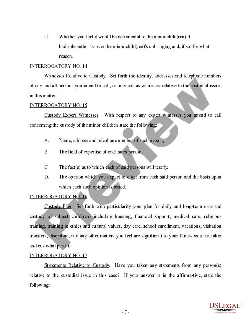 Preview Discovery - Interrogatories and Requests for Production for Custody Matter
