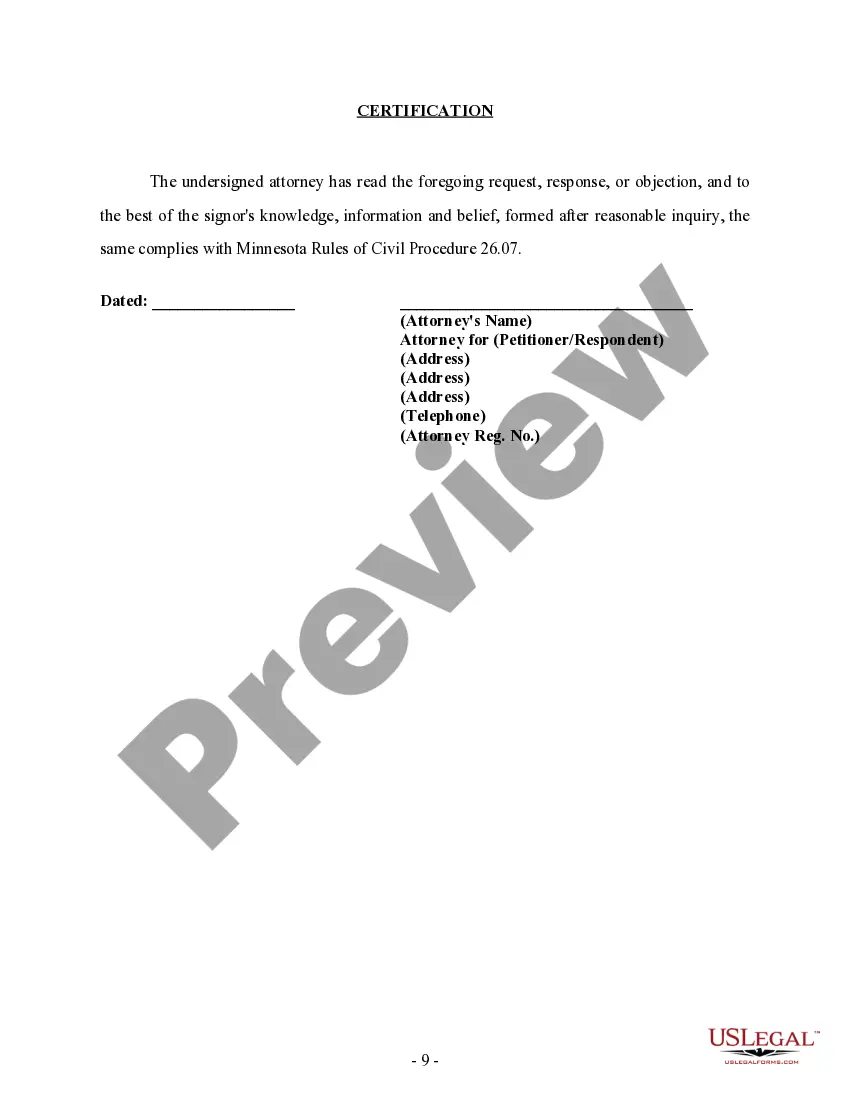 Preview Discovery - Interrogatories and Requests for Production for Custody Matter