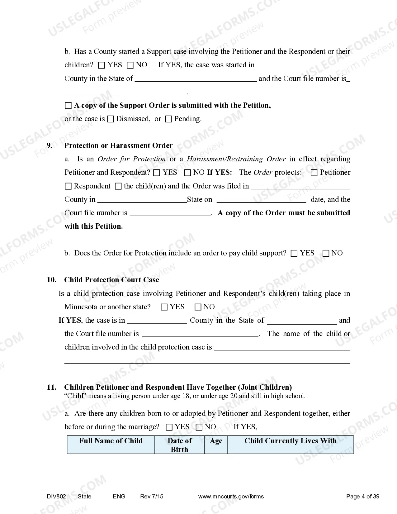 Preview Petition for Dissolution With Children