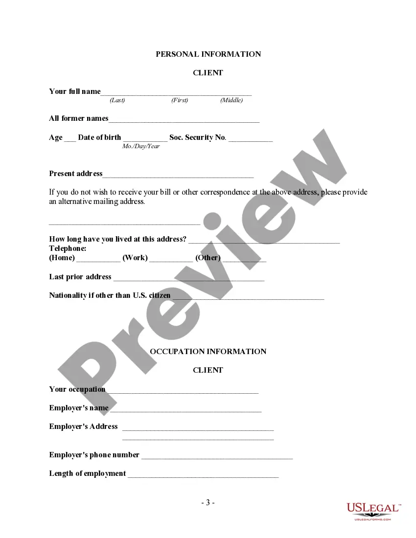 Preview Custody Litigation Client Information Form
