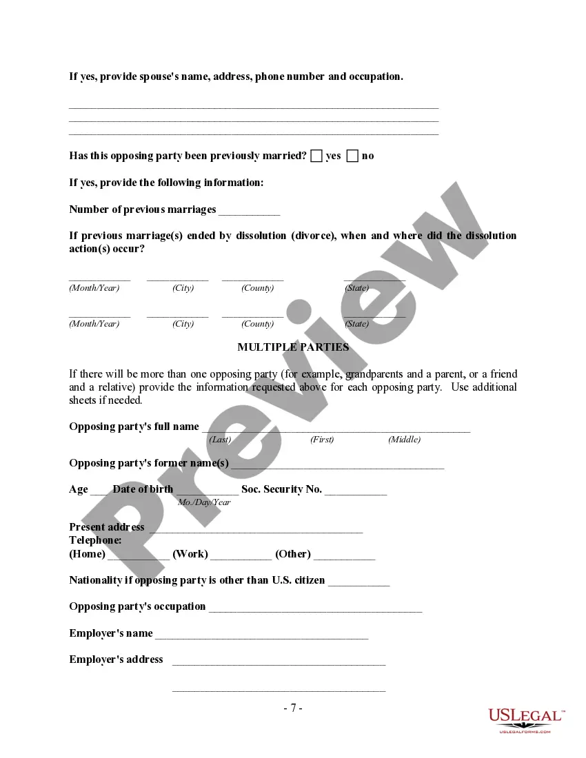 Preview Custody Litigation Client Information Form