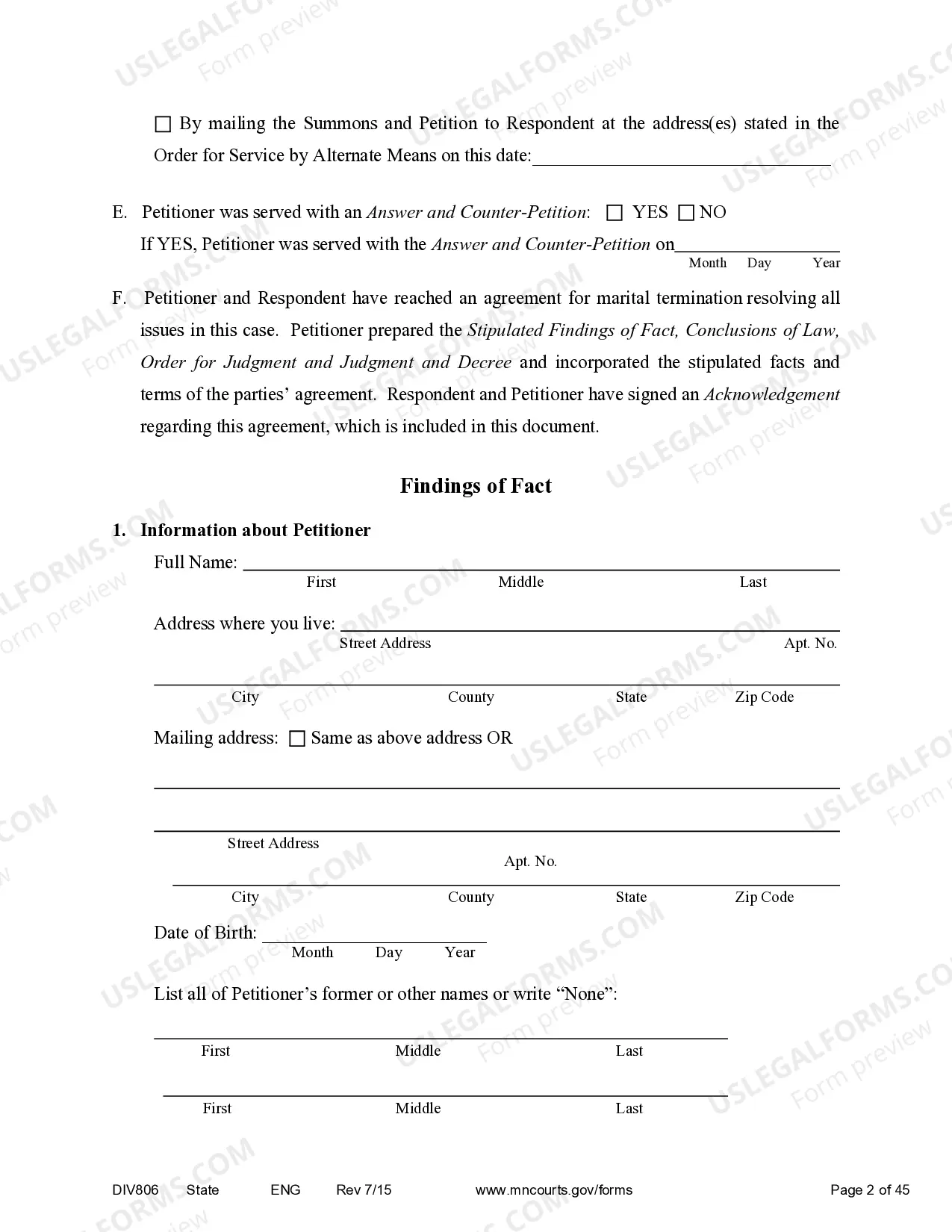 Preview Marital Termination Agreement - With Children