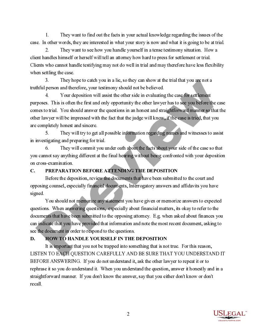 Preview Discovery - Information on Preparing for Deposition