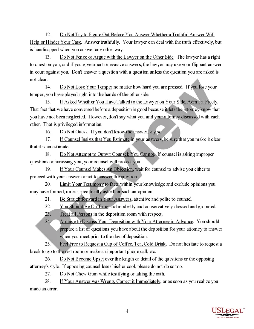 Preview Discovery - Information on Preparing for Deposition