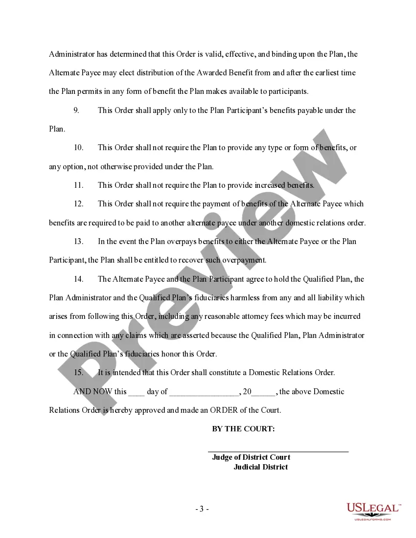 Preview Domestic Relations Order - template