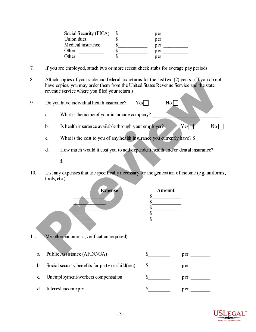 Get Financial Questionnaire of Noncustodial Parent Preview Financial Questionnaire of Noncustodial Parent