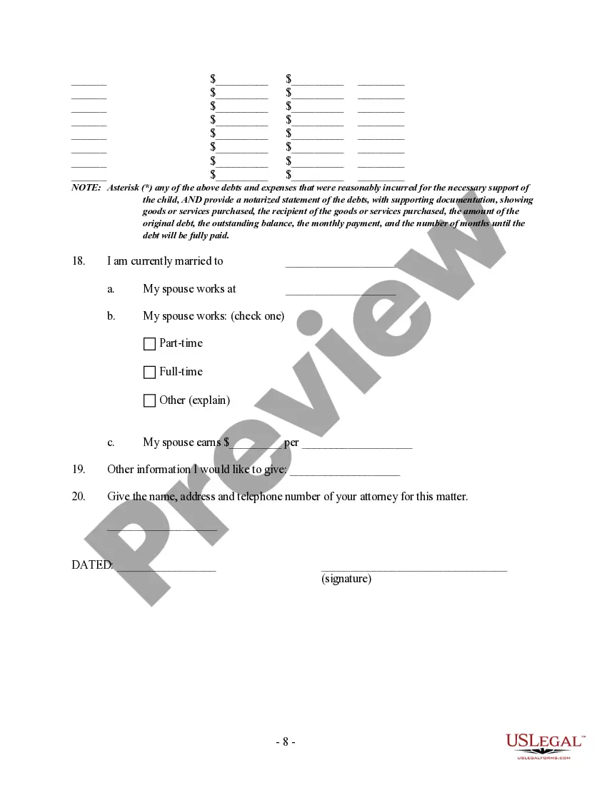 Get Financial Questionnaire of Noncustodial Parent Preview Financial Questionnaire of Noncustodial Parent
