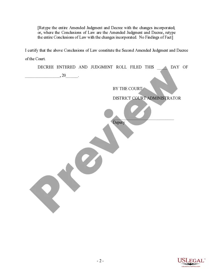 Get Second Amended Judgment and Decree Preview Second Amended Judgment and Decree