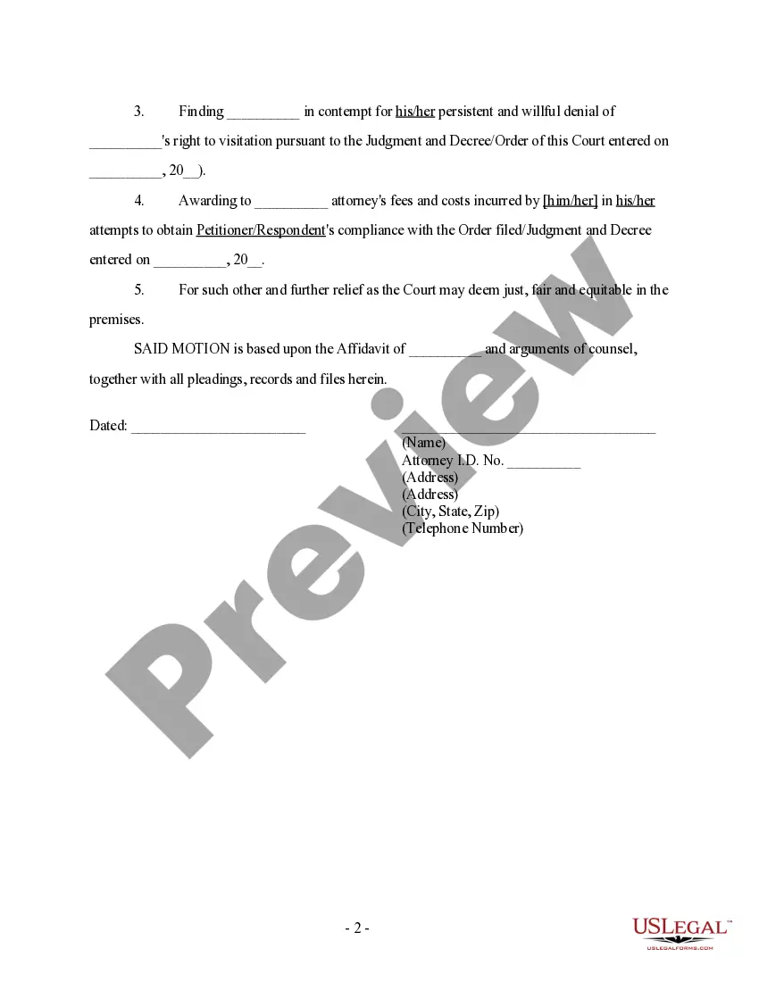 Preview Notice of Motion and Motion - Contempt