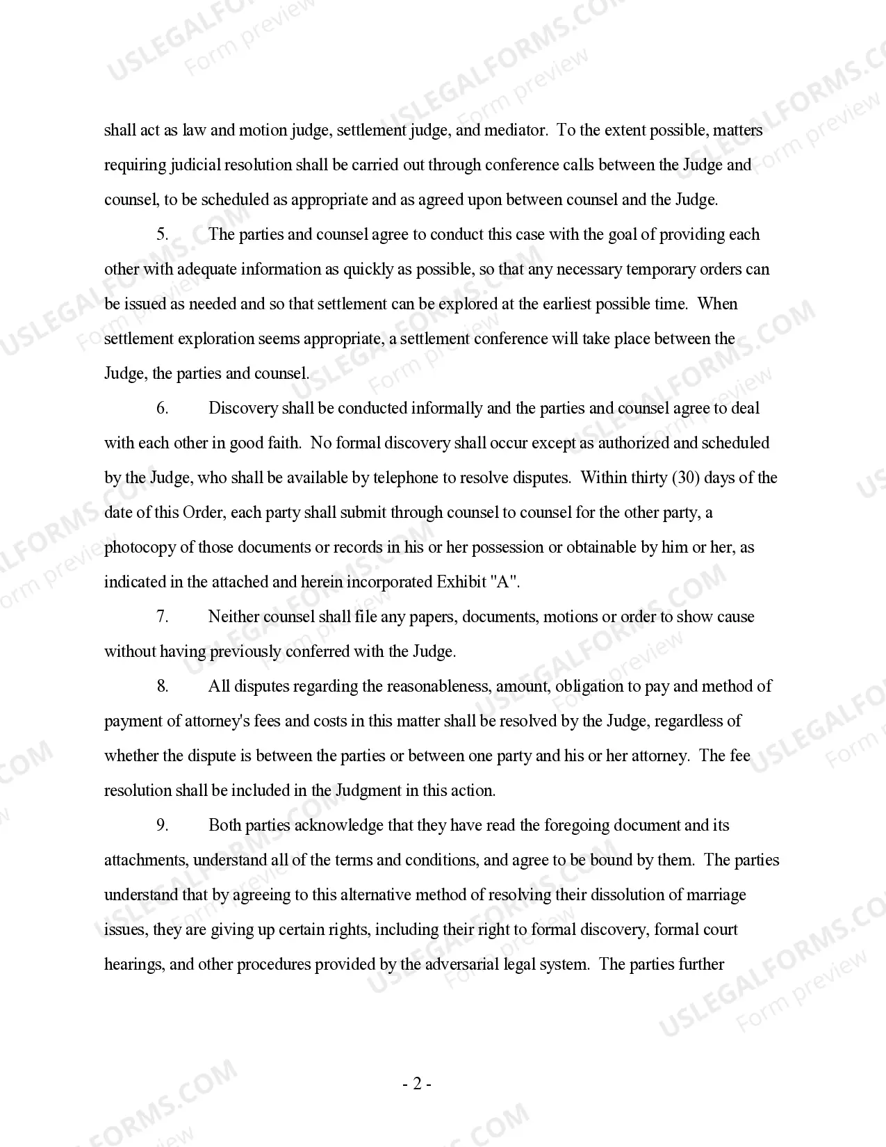 Preview Order Assigning Case for Family Law Mediation