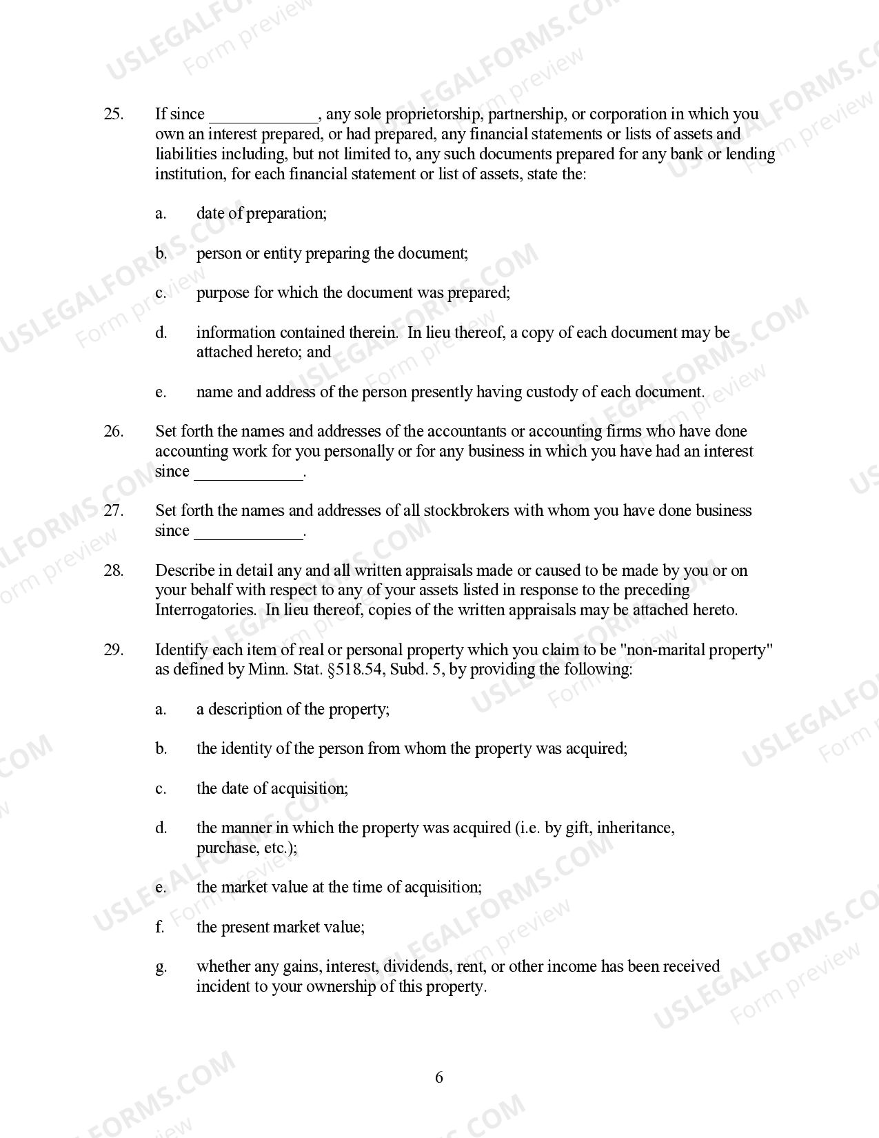 Minnesota Discovery Model Interrogatories Real or Personal Property