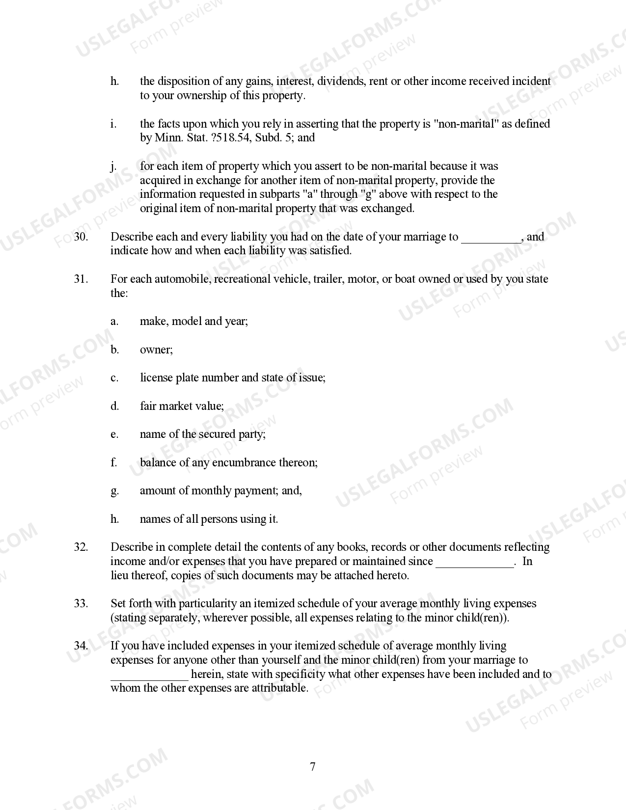 Minnesota Discovery Model Interrogatories Real or Personal Property