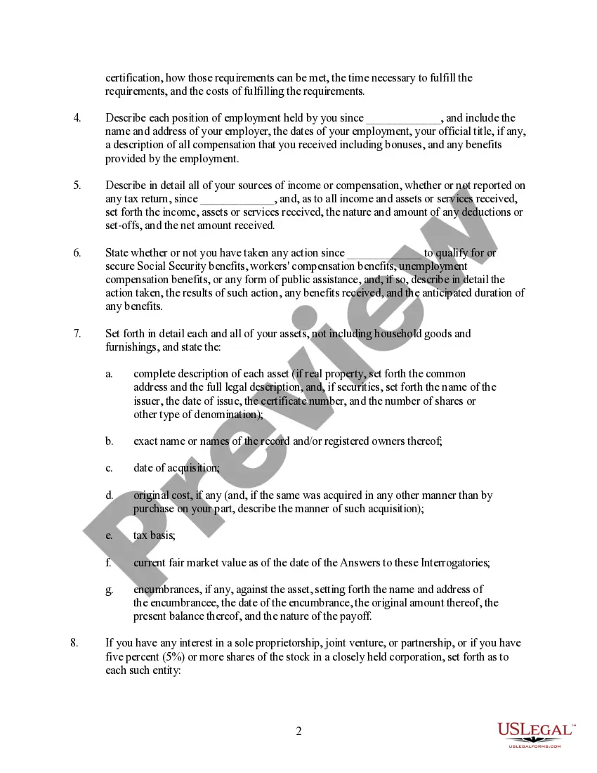 Preview Discovery - Model Interrogatories - Real or Personal Property