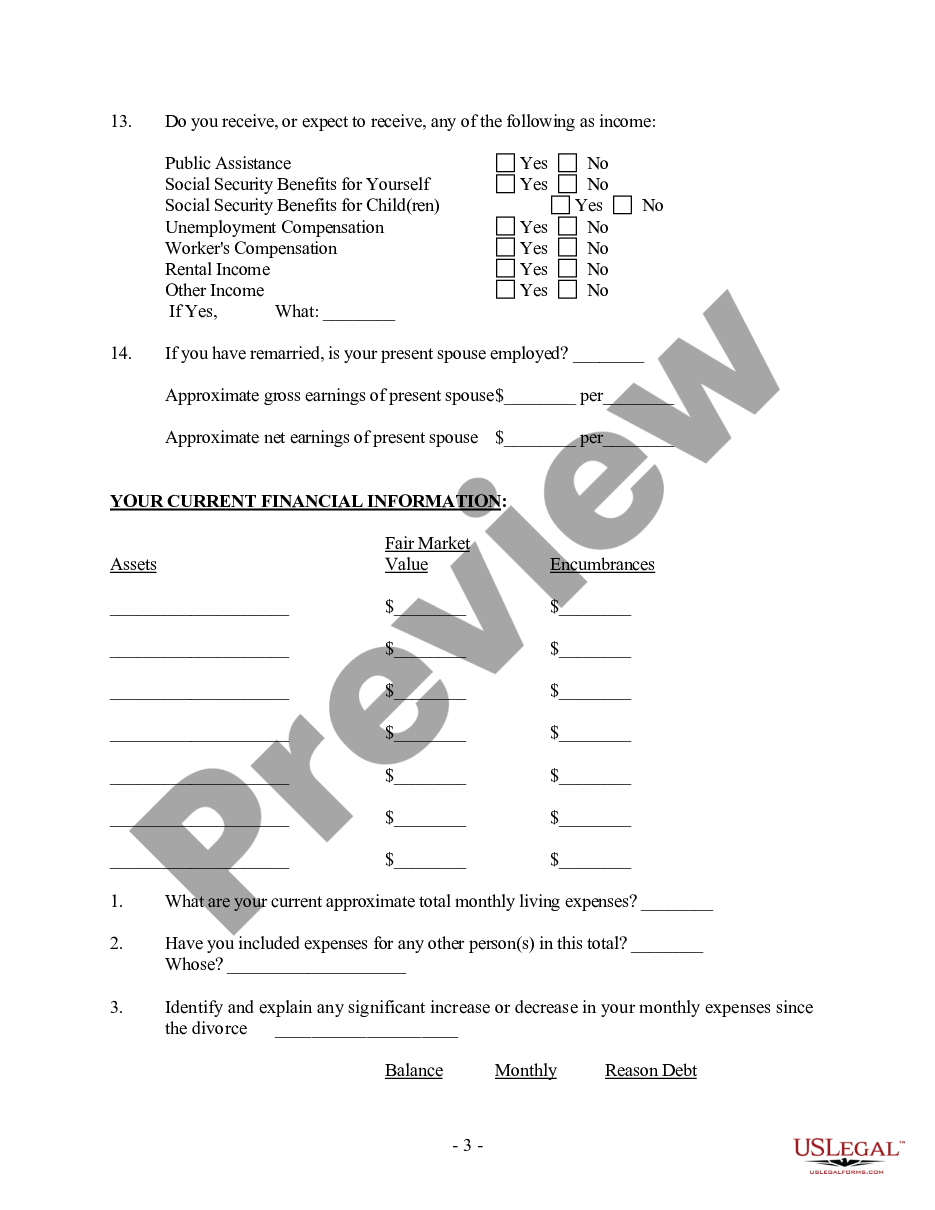 page 2 Client Information Questionnaire - Marriage Dissolution preview