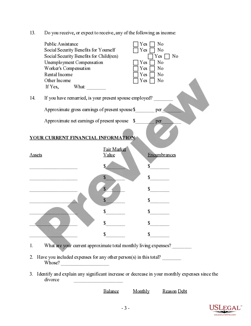 Preview Client Information Questionnaire - Marriage Dissolution
