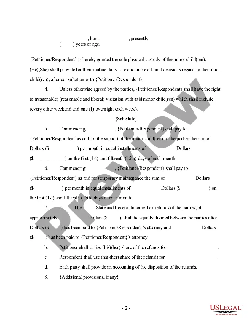 Get Temporary Order for Custody and Property Settlement in Marriage Dissolution Preview Temporary Order for Custody and Property Settlement in Marriage Dissolution