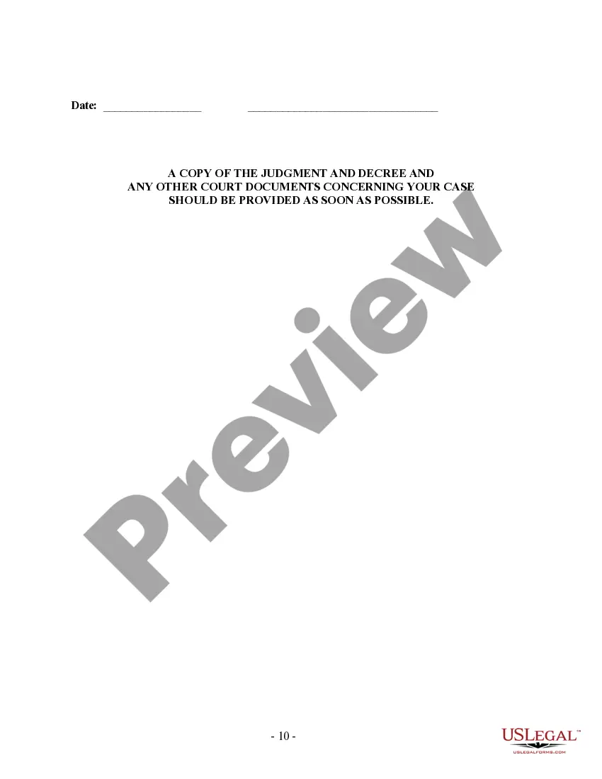 Preview Client Information Questionnaire - Post Dissolution Decree