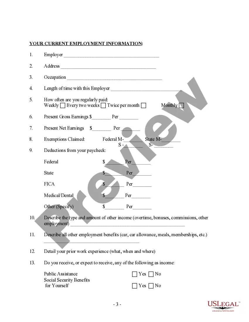 Preview Client Information Questionnaire - Post Dissolution Decree