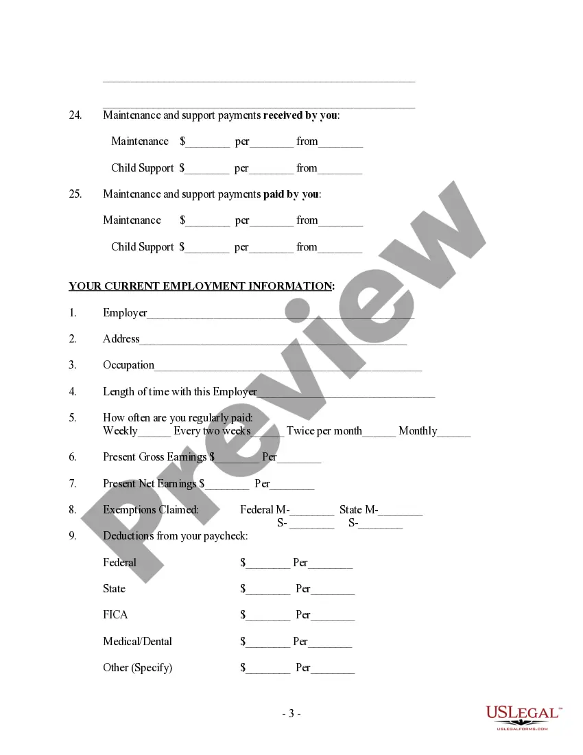 Preview Client Information Questionnaire - Post-Parentage Decree