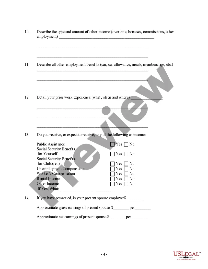 Preview Client Information Questionnaire - Post-Parentage Decree