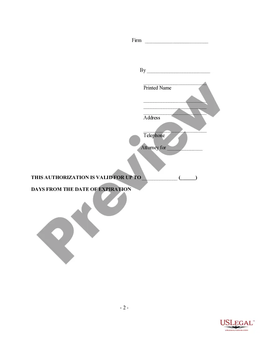 Get Statutory Authorization for Release of Medical Information Preview Statutory Authorization for Release of Medical Information