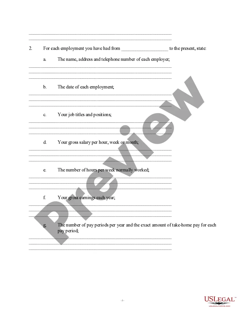 Get Discovery - Interrogatories - Post-Dissolution, Ex-Spouse Not Remarried Preview Discovery - Interrogatories - Post-Dissolution, Ex-Spouse Not Remarried