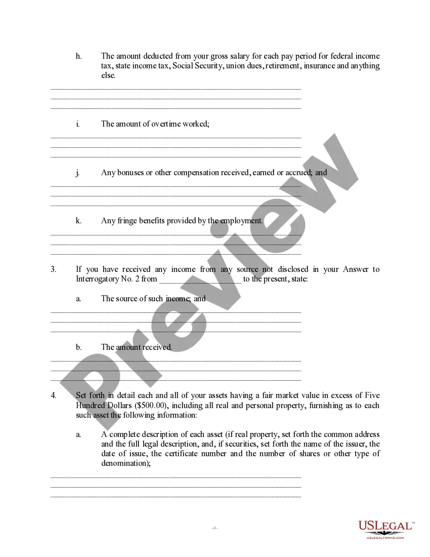 Get Discovery - Interrogatories - Post-Dissolution, Ex-Spouse Not Remarried Preview Discovery - Interrogatories - Post-Dissolution, Ex-Spouse Not Remarried