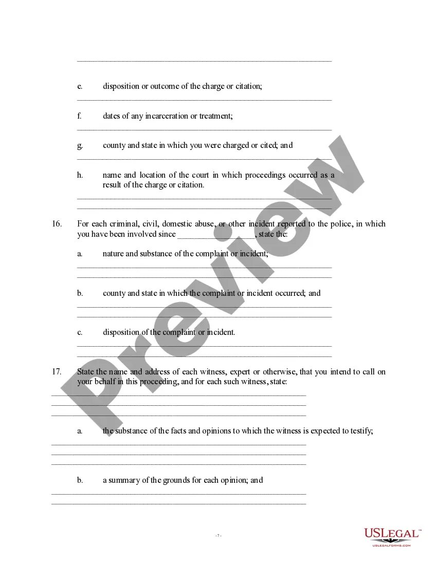 Get Discovery - Interrogatories - Post-Dissolution, Ex-Spouse Not Remarried Preview Discovery - Interrogatories - Post-Dissolution, Ex-Spouse Not Remarried